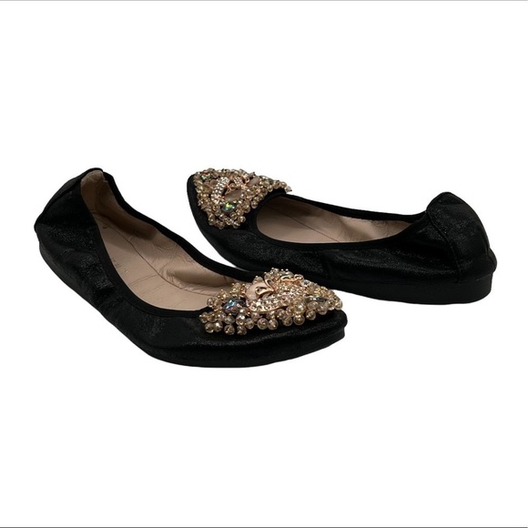 Tao Yi Mei Black Gem Embellished Slip On Ballet Flats Size 40 Women’s - Picture 1 of 11